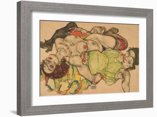 Two Girls Lying Entwined, 1915-Egon Schiele-Framed Giclee Print