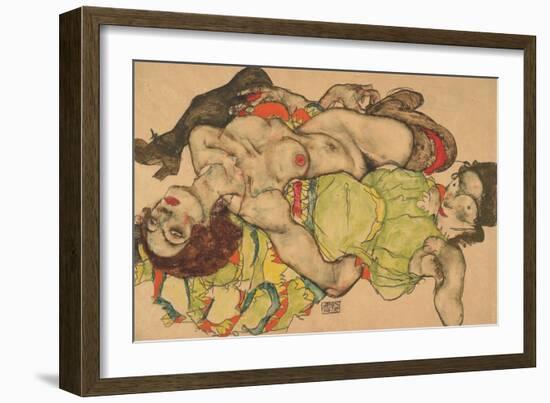 Two Girls Lying Entwined, 1915-Egon Schiele-Framed Giclee Print