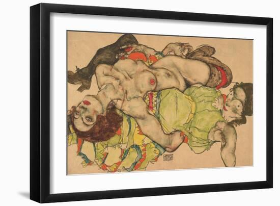 Two Girls Lying Entwined, 1915-Egon Schiele-Framed Giclee Print