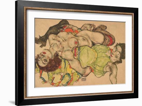 Two Girls Lying Entwined, 1915-Egon Schiele-Framed Giclee Print