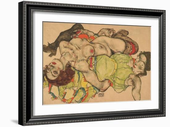 Two Girls Lying Entwined, 1915-Egon Schiele-Framed Giclee Print