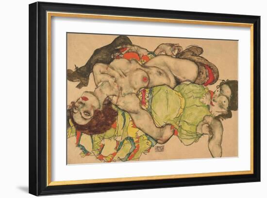 Two Girls Lying Entwined, 1915-Egon Schiele-Framed Giclee Print