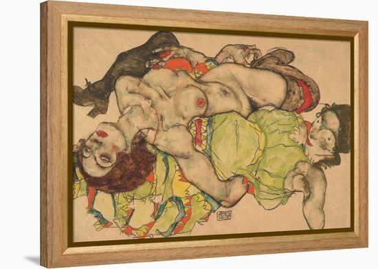 Two Girls Lying Entwined, 1915-Egon Schiele-Framed Premier Image Canvas