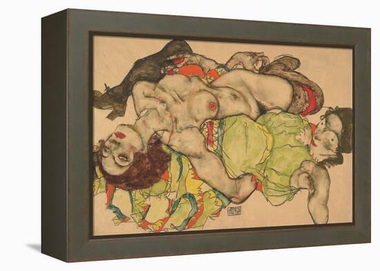 Two Girls Lying Entwined, 1915-Egon Schiele-Framed Premier Image Canvas