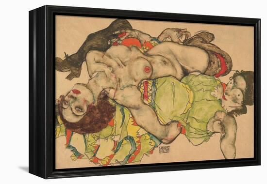 Two Girls Lying Entwined, 1915-Egon Schiele-Framed Premier Image Canvas