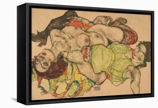 Two Girls Lying Entwined, 1915-Egon Schiele-Framed Premier Image Canvas