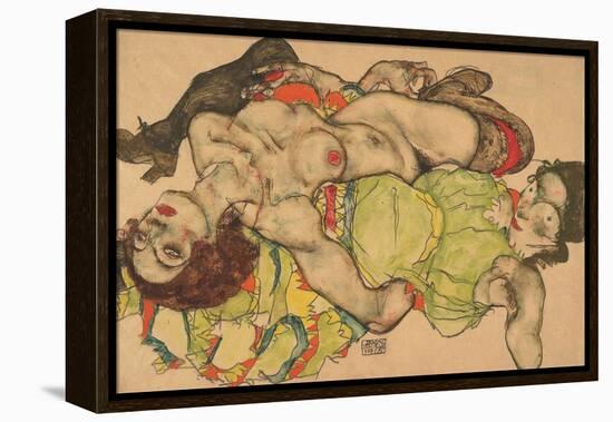 Two Girls Lying Entwined, 1915-Egon Schiele-Framed Premier Image Canvas