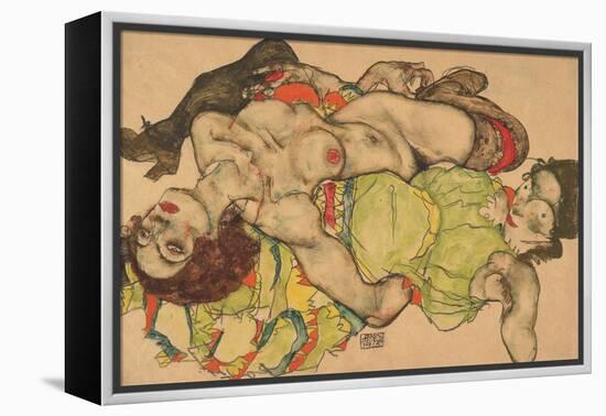 Two Girls Lying Entwined, 1915-Egon Schiele-Framed Premier Image Canvas