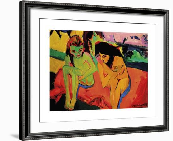 Two Girls (Naked Girls Talking)-Ernst Ludwig Kirchner-Framed Premium Giclee Print