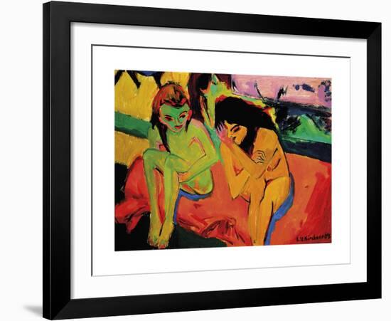 Two Girls (Naked Girls Talking)-Ernst Ludwig Kirchner-Framed Premium Giclee Print