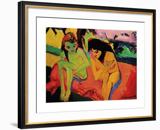 Two Girls (Naked Girls Talking)-Ernst Ludwig Kirchner-Framed Premium Giclee Print