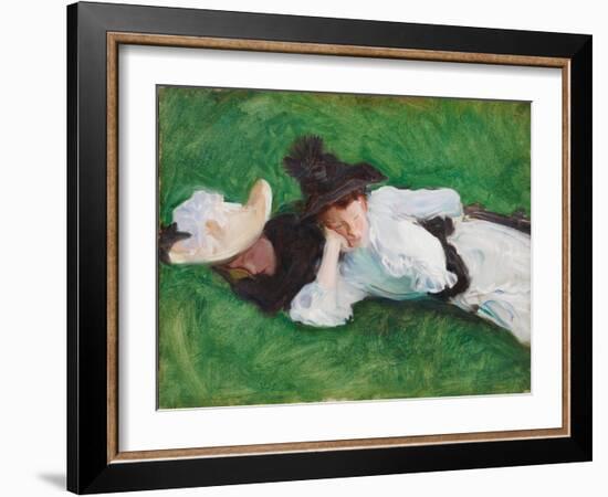 Two Girls on a Lawn, 1889-John Singer Sargent-Framed Giclee Print