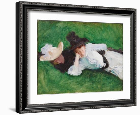 Two Girls on a Lawn, 1889-John Singer Sargent-Framed Giclee Print