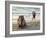 Two Girls on Beach at Dusk, Camel Waiting, Ganpatipule, Karnataka, India, Asia-Annie Owen-Framed Photographic Print