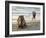 Two Girls on Beach at Dusk, Camel Waiting, Ganpatipule, Karnataka, India, Asia-Annie Owen-Framed Photographic Print