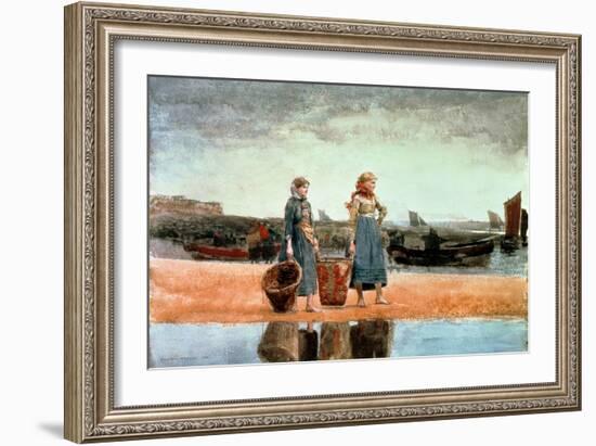 Two Girls on the Beach, Tynemouth, 1891-Winslow Homer-Framed Giclee Print