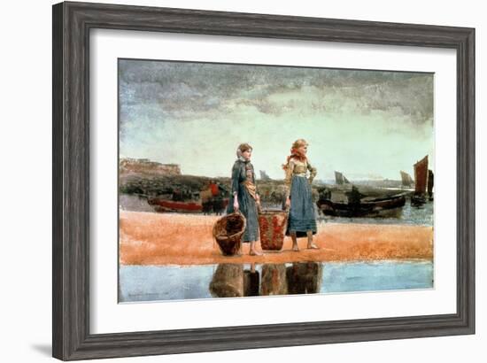 Two Girls on the Beach, Tynemouth, 1891-Winslow Homer-Framed Giclee Print