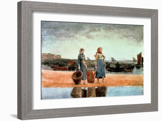 Two Girls on the Beach, Tynemouth, 1891-Winslow Homer-Framed Giclee Print