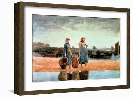 Two Girls on the Beach, Tynemouth, 1891-Winslow Homer-Framed Giclee Print