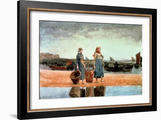 Two Girls on the Beach, Tynemouth, 1891-Winslow Homer-Framed Giclee Print