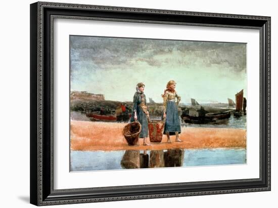 Two Girls on the Beach, Tynemouth, 1891-Winslow Homer-Framed Giclee Print