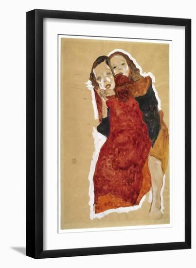 Two Girls Par Schiele, Egon (1890-1918), 1911 - Watercolour, Gouache on Paper - Private Collection-Egon Schiele-Framed Giclee Print