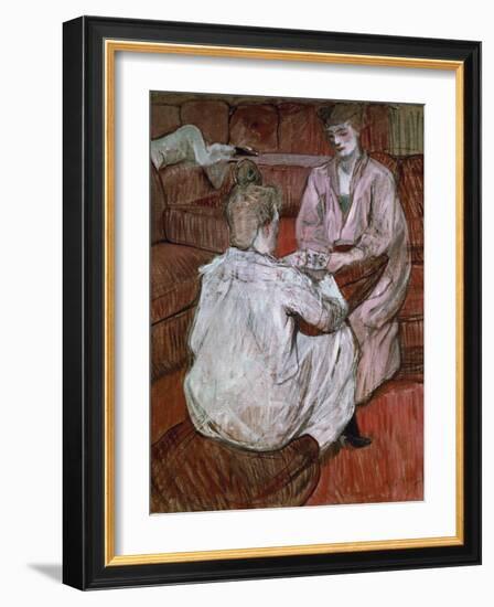 Two Girls Playing Cards-Henri de Toulouse-Lautrec-Framed Giclee Print