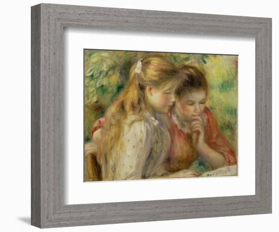 Two Girls Reading, C.1892 (Oil on Canvas)-Pierre Auguste Renoir-Framed Giclee Print