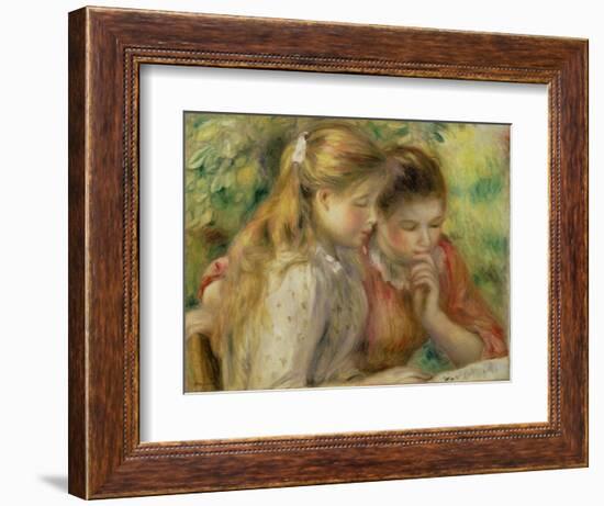 Two Girls Reading, C.1892 (Oil on Canvas)-Pierre Auguste Renoir-Framed Giclee Print