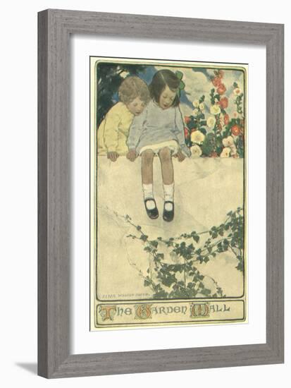 Two Girls Sitting on Garden Wall-Jessie Willcox-Smith-Framed Giclee Print