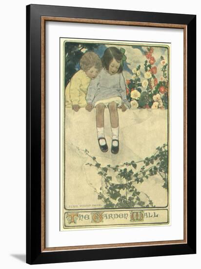 Two Girls Sitting on Garden Wall-Jessie Willcox-Smith-Framed Giclee Print