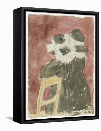 Two Girls Standing in Church (Pencil with W/C on Paper)-Gwen John-Framed Premier Image Canvas