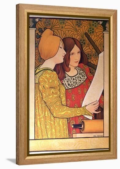 Two Girls with a Printing Press-Paul Berthon-Framed Premier Image Canvas