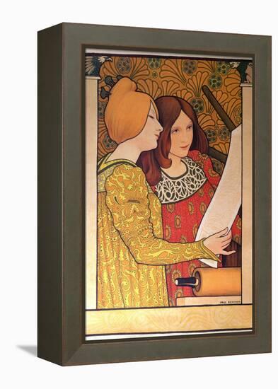 Two Girls with a Printing Press-Paul Berthon-Framed Premier Image Canvas
