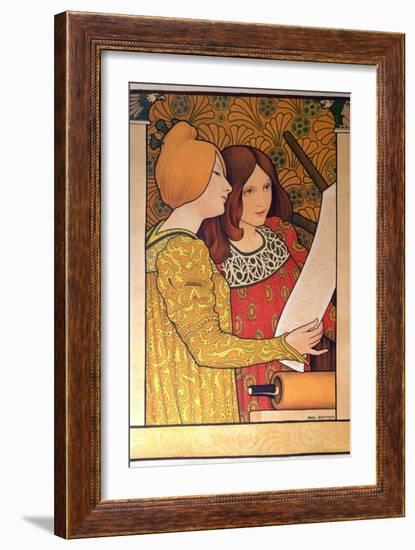 Two Girls with a Printing Press-Paul Berthon-Framed Giclee Print