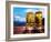 Two Glasses of Beer with Mountains-Markus Bleichner-Framed Art Print