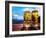 Two Glasses of Beer with Mountains-Markus Bleichner-Framed Art Print