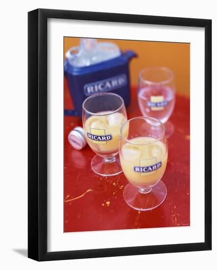 Two Glasses of Pernod with Ice and Jug of Ice Cubes-Peter Medilek-Framed Photographic Print
