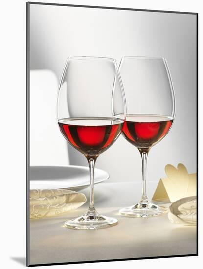 Two Glasses of Red Wine on Festive Table-Alexander Feig-Mounted Photographic Print