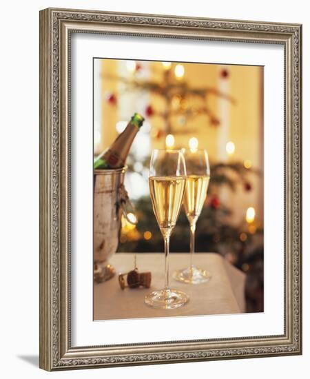 Two Glasses of Sparkling Wine for Christmas Party-Joerg Lehmann-Framed Photographic Print