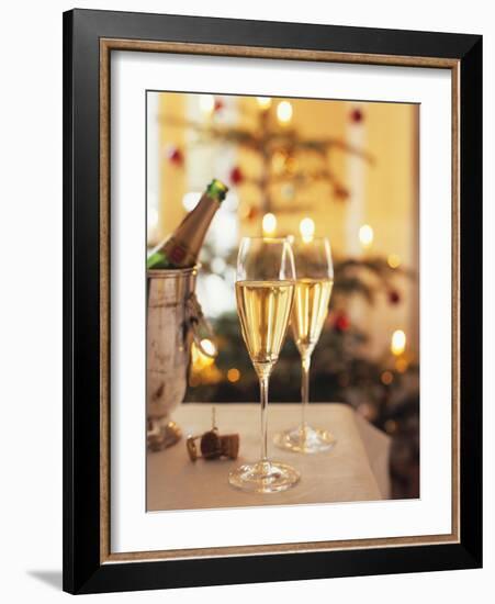 Two Glasses of Sparkling Wine for Christmas Party-Joerg Lehmann-Framed Photographic Print