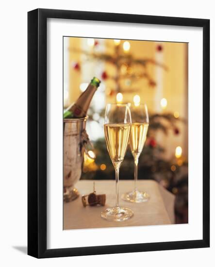 Two Glasses of Sparkling Wine for Christmas Party-Joerg Lehmann-Framed Photographic Print