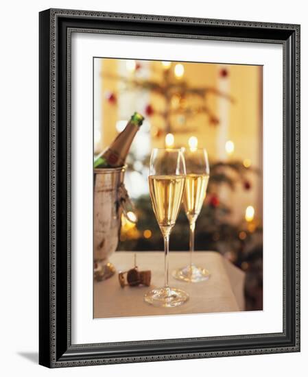 Two Glasses of Sparkling Wine for Christmas Party-Joerg Lehmann-Framed Photographic Print