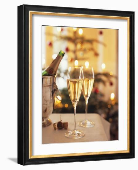 Two Glasses of Sparkling Wine for Christmas Party-Joerg Lehmann-Framed Photographic Print