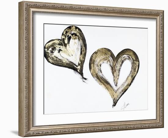 Two Gold and Black Hearts-Gina Ritter-Framed Art Print
