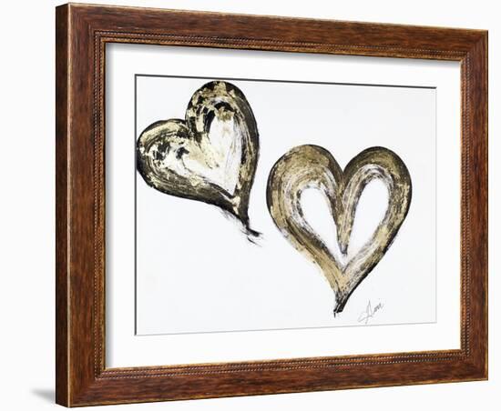 Two Gold and Black Hearts-Gina Ritter-Framed Art Print