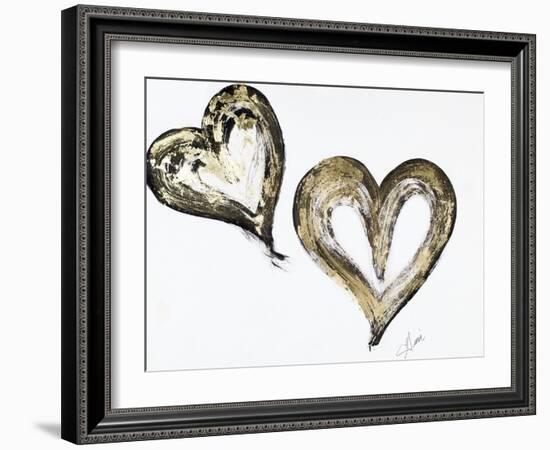 Two Gold and Black Hearts-Gina Ritter-Framed Art Print