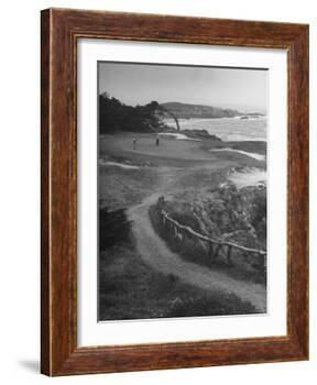 Two Golfers Playing on a Putting Green at Pebble Beach Golf Course-Nina Leen-Framed Photographic Print