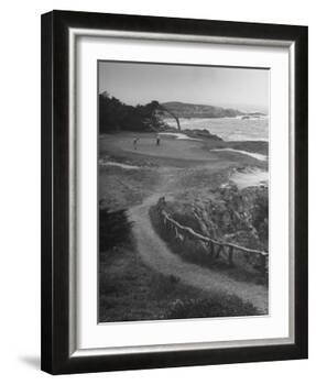 Two Golfers Playing on a Putting Green at Pebble Beach Golf Course-Nina Leen-Framed Photographic Print