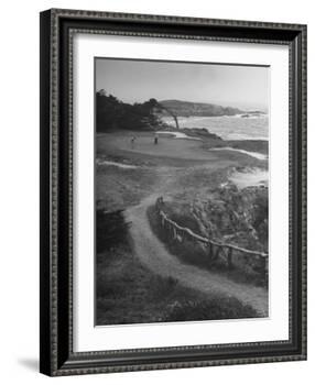 Two Golfers Playing on a Putting Green at Pebble Beach Golf Course-Nina Leen-Framed Photographic Print